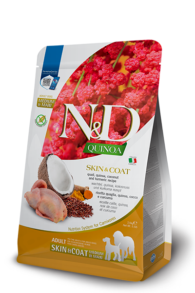 Alimento completo Farmina N&D Quinoa Skin&Coat Quaglia 7 kg per cani adulti medium e maxi con sensibilità cutanea Alimento completo Farmina N&D Quinoa Skin&Coat Quaglia 7 kg per cani adulti medium e maxi con sensibilità cutanea